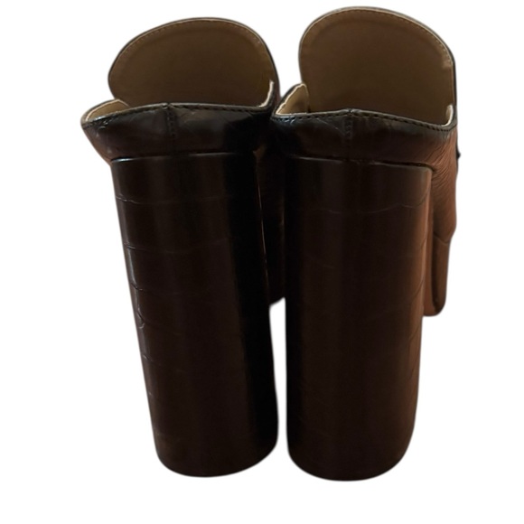 EGO Chunky Platform Leather Mule Heels Chain Detail Size 5 - Picture 7 of 8